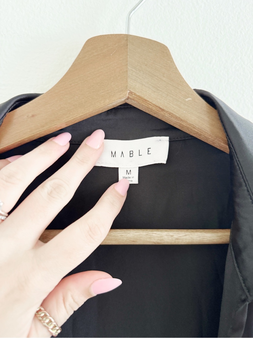 Mable Black Satin Like Tie-Front Top Medium - Picture 3 of 4